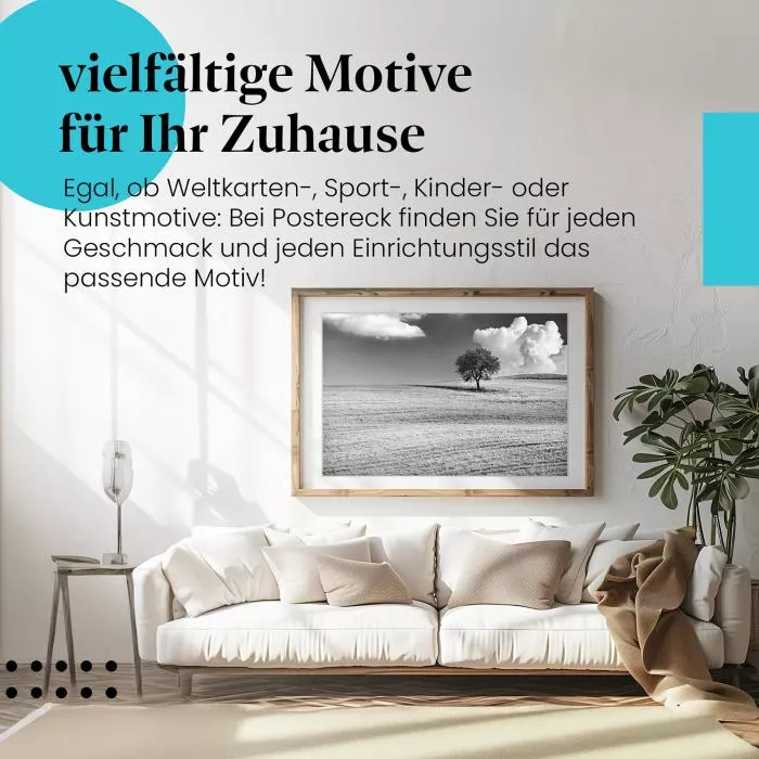 Einsamkeit in Schwarzweiß: Baum | Postereck 1319