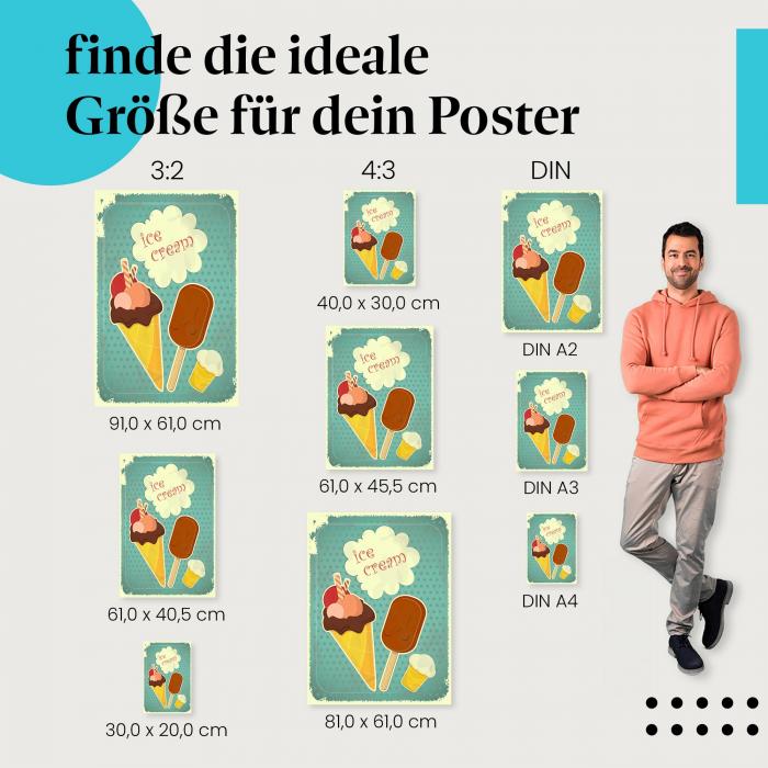 Sommerliche Erfrischung: Eis Poster "Sommergenuss" im Retro-Stil