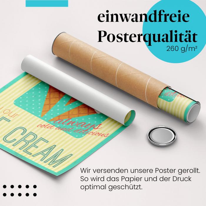 Gerolltes Poster "Eiscreme", erfrischend, Sommergenuss.