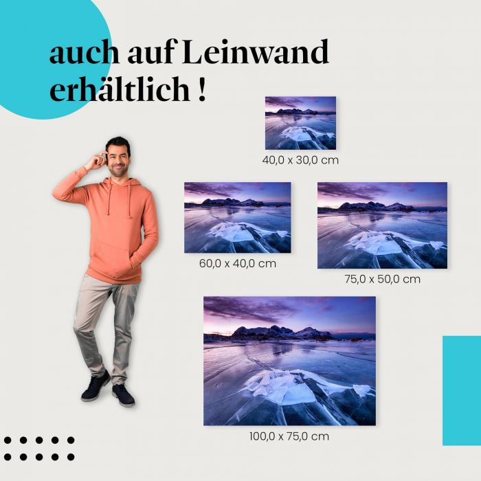 Eisschollen: Leinwandbild. Abendsonne, Berge.