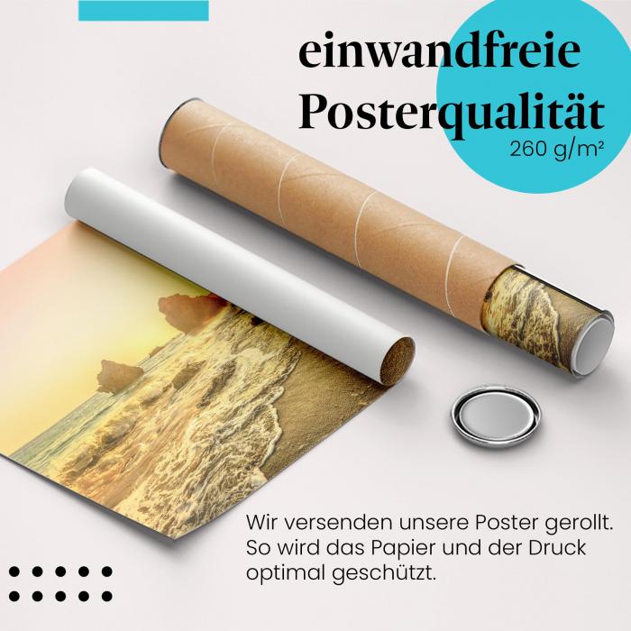 Gerolltes Poster "El Matador Beach" - Traumstrand, sicher verpackt.