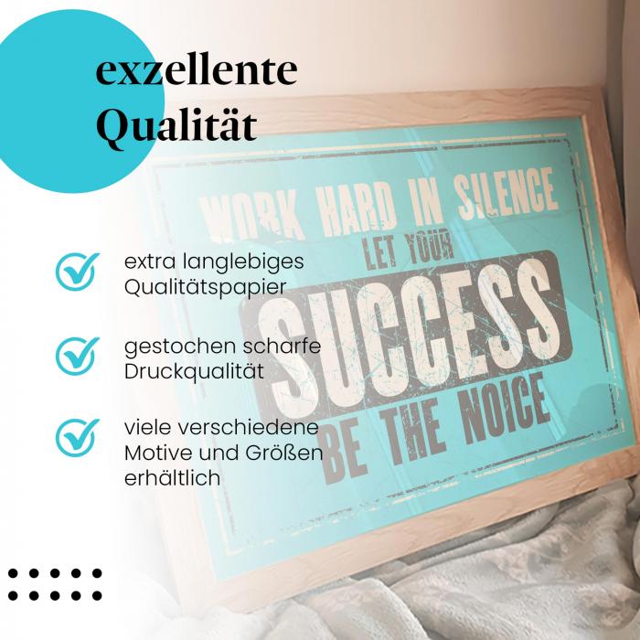 Gerahmtes Wandbild "Erfolg, Motivation, Spruch". Hochwertiger Druck, verschiedene Größen erhältlich.