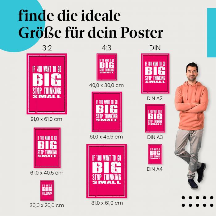 "If you want to go big...": Erfolgsposter mit Zitat - Motivation & Inspiration