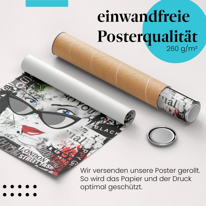 Gerolltes Poster "London Fashion". Fashion Week Feeling, sicher verpackt.