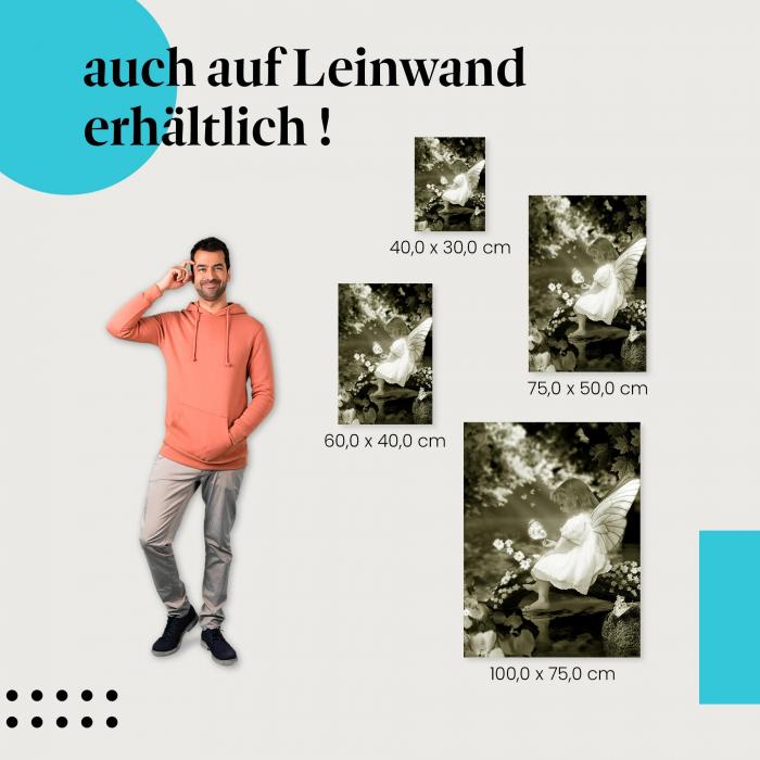 "Fee mit Schmetterling" Leinwandbild. Ideale Größe, setze stilvolle Akzente in deinem Zuhause!