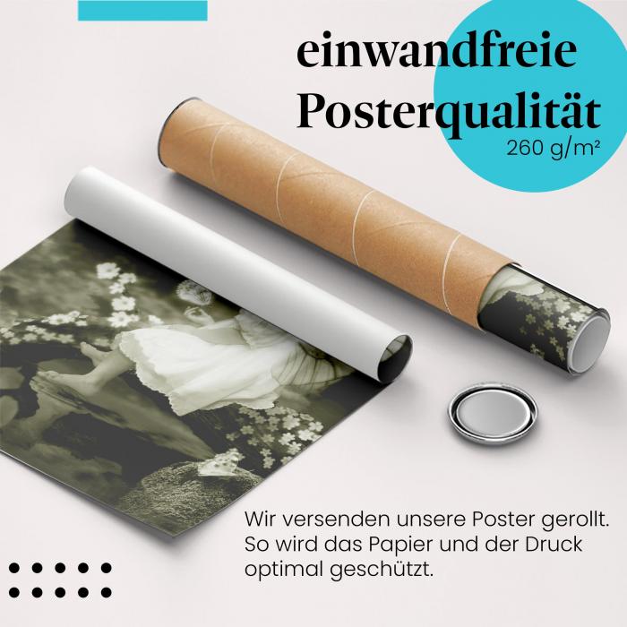 "Fee mit Schmetterling": Gerolltes Poster, fantasievolles Porträt.