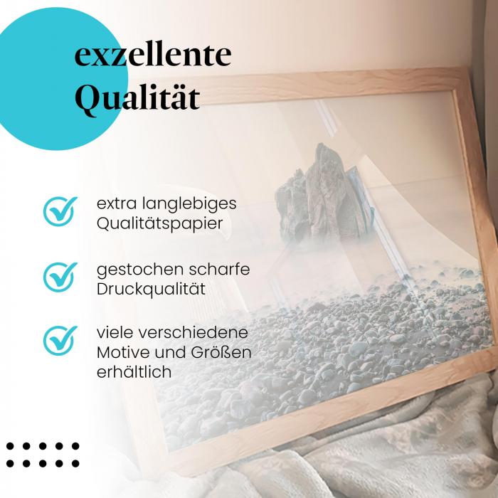 Gerahmtes Bild "Felsen & Meer" - Nebel, Langzeitbelichtung, mystisch.