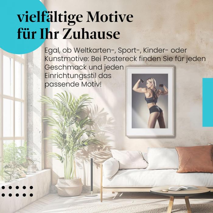 Leinwandbild "Fitness": Frau, Armmuskeln - fokussiert & selbstbewusst.