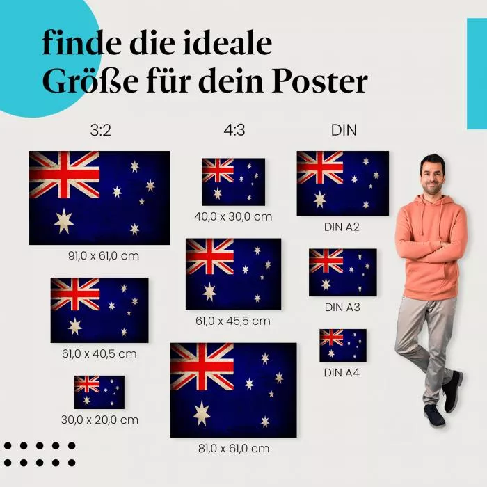  Australien: Vintage Flagge & Union Jack | Postereck 0376