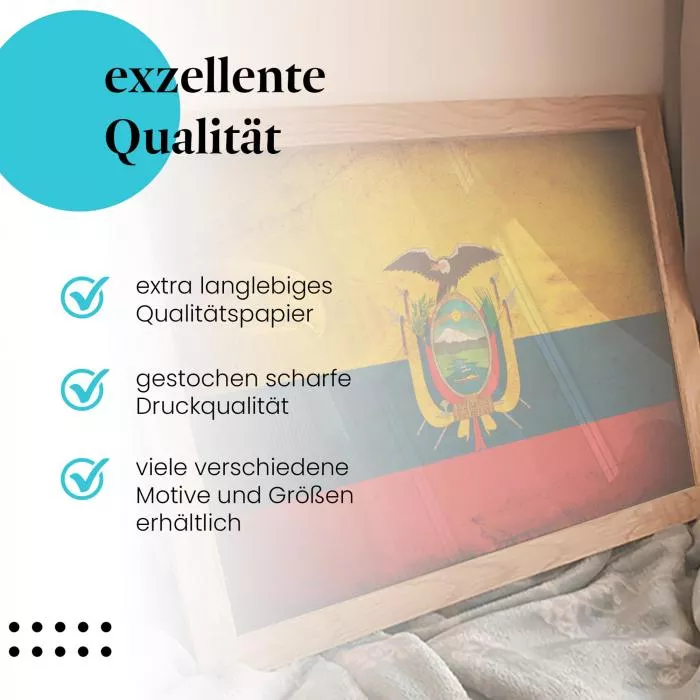  Ecuador: Vintage Flagge & Andenwappen | Postereck 0361