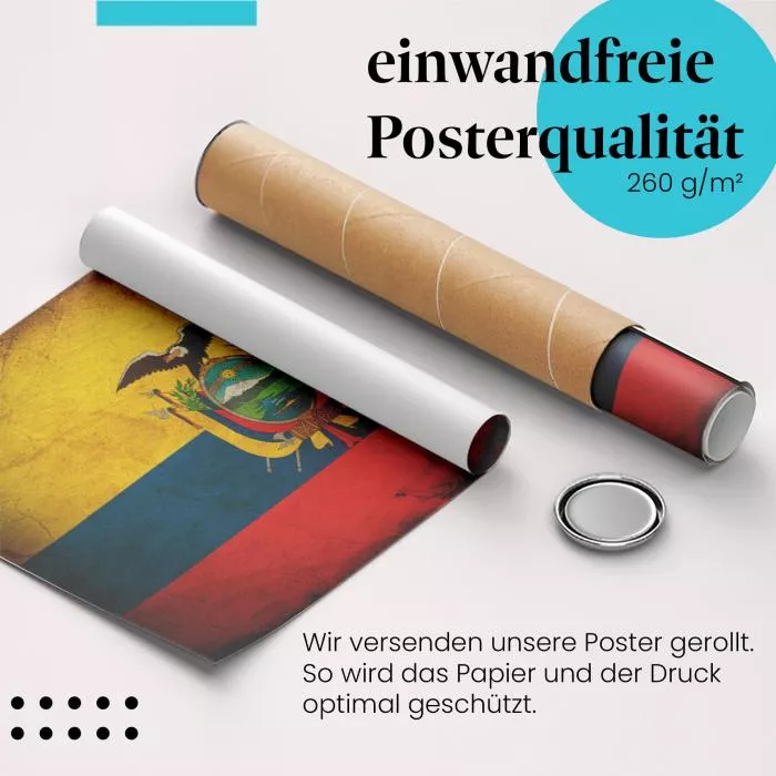  Ecuador: Vintage Flagge & Andenwappen | Postereck 0361