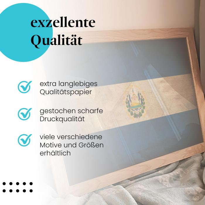 Preview:  El Salvador: Vintage Flagge & Wappen | Postereck 0345