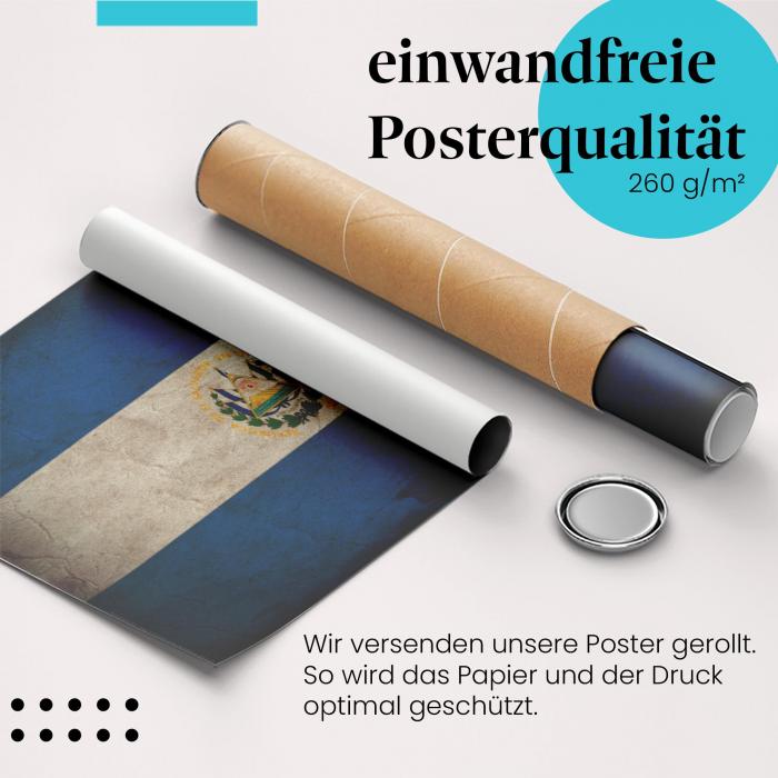 Preview:  El Salvador: Vintage Flagge & Wappen | Postereck 0345