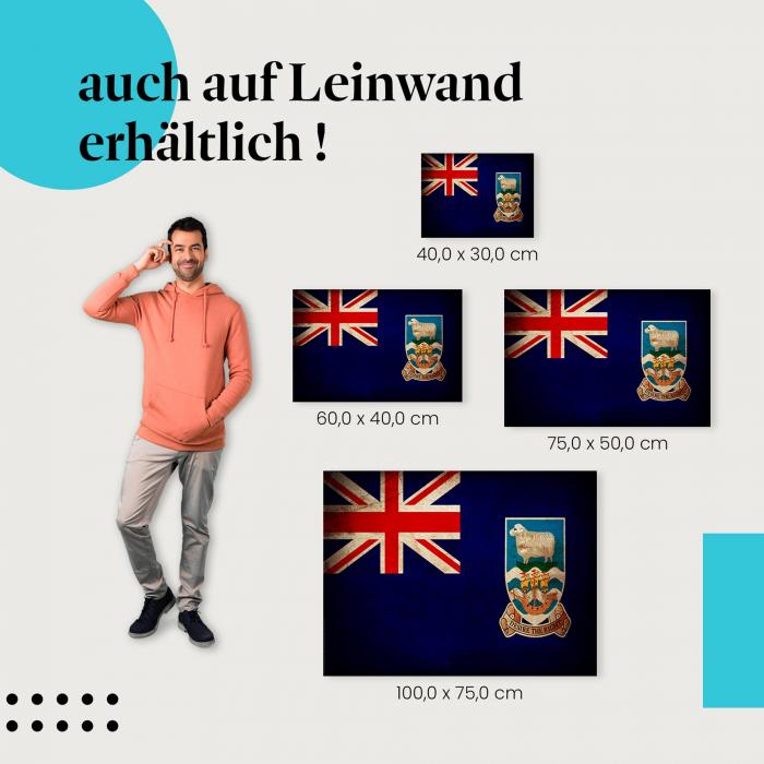 "Falklandinseln Flagge" Leinwand. Ideale Größe für dein Zuhause, setze stilvolle Akzente mit Kunst!
