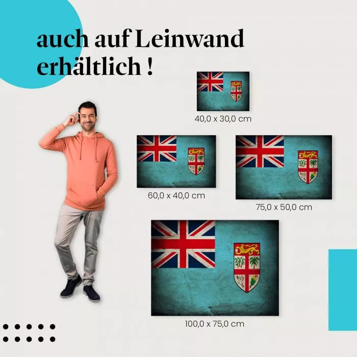  Fidschi: Vintage Flagge, Union Jack & Wappen | Postereck 0379