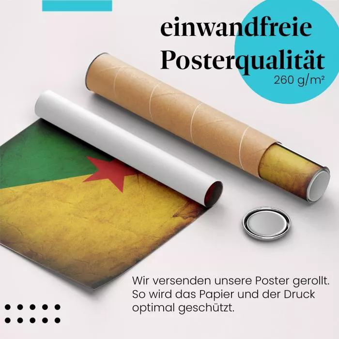  Französisch-Guayana: Vintage Flagge, Gelb & Grün | Postereck 0363