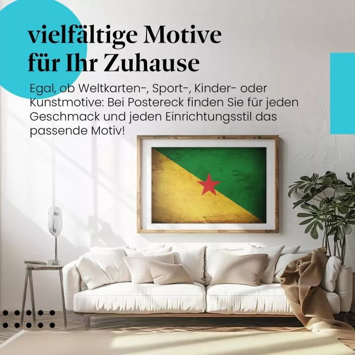  Französisch-Guayana: Vintage Flagge, Gelb & Grün | Postereck 0363