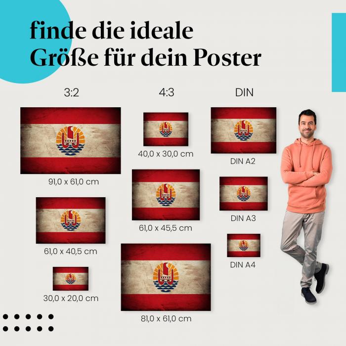 Französisch-Polynesien Flagge: Poster in verschiedenen Größen!