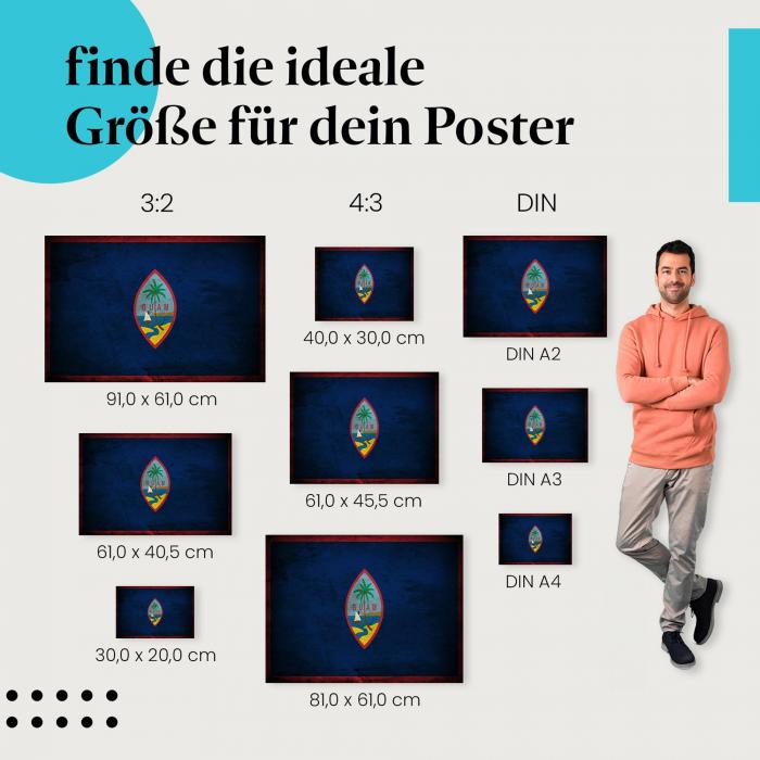 Guam Flagge Poster: Finde die perfekte Größe für dein Zuhause!