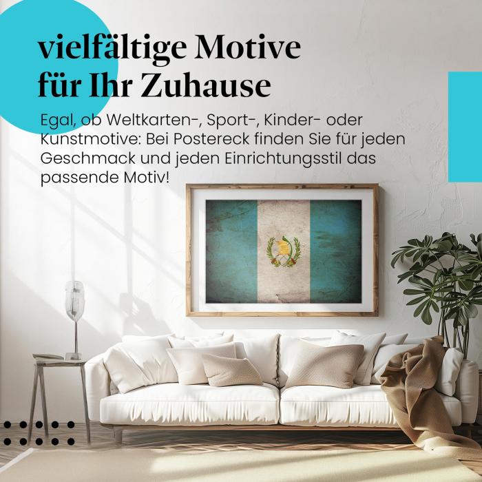 Leinwandbild "Guatemala Vintage Flagge im Retro-Look". Wanddeko für Guatemala-Fans.