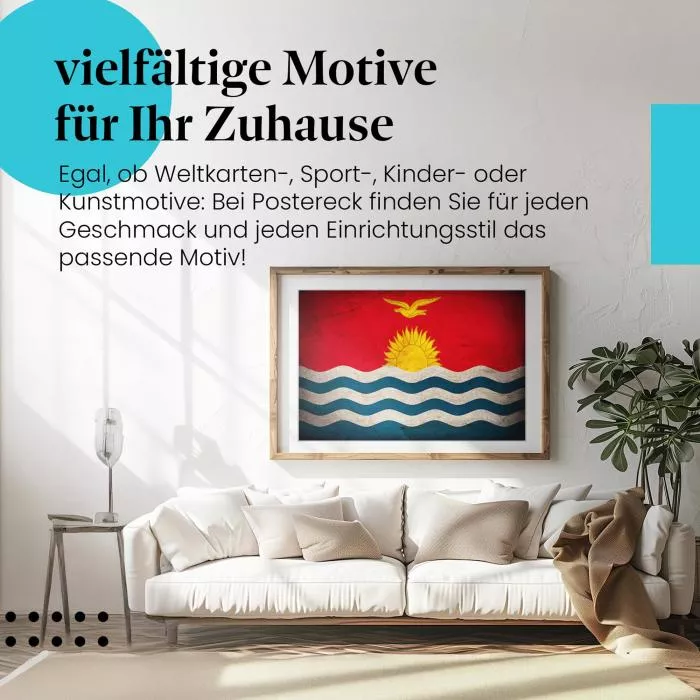  Kiribati: Vintage Flagge, Sonne & Wellen | Postereck 0380