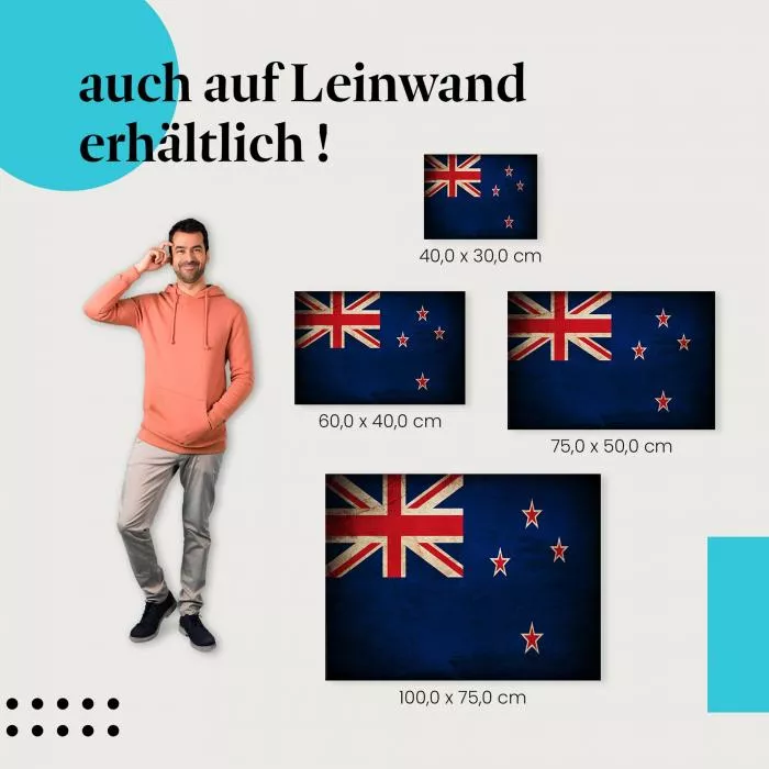  Neuseeland: Grunge Flagge im Vintage-Look | Postereck 0377