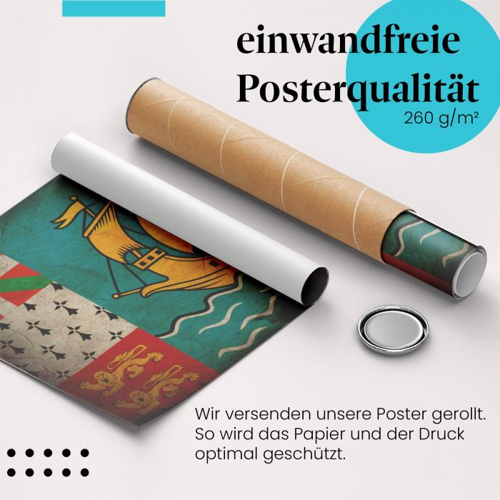 Preview:  St. Pierre & Miquelon: Vintage Flagge & Schiffe | Postereck 0342