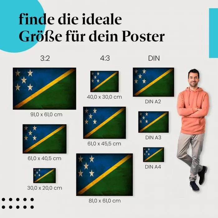  Salomonen: Vintage Flagge, Sterne & Streifen | Postereck 0386