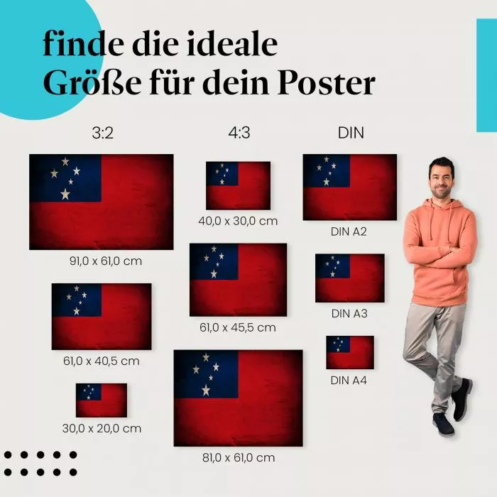  Samoa: Vintage Flagge, Rot & Pazifik | Postereck 0387