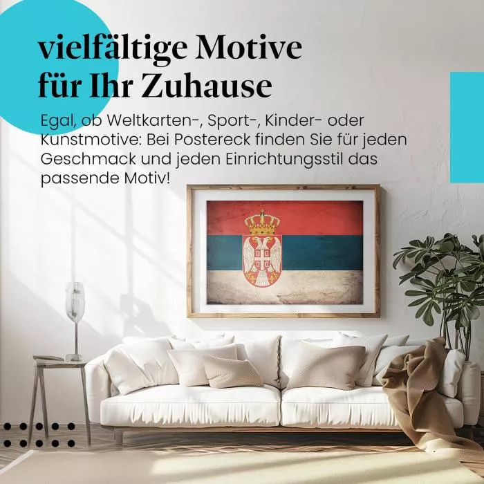  Serbien: Vintage Flagge & Doppeladler | Postereck 0335