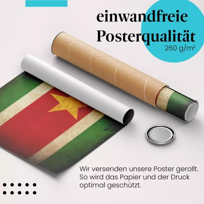  Suriname: Vintage Flagge, Stern der Hoffnung | Postereck 0368