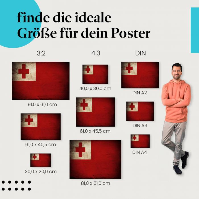Tonga Flagge Poster: Jetzt die passende Größe wählen!