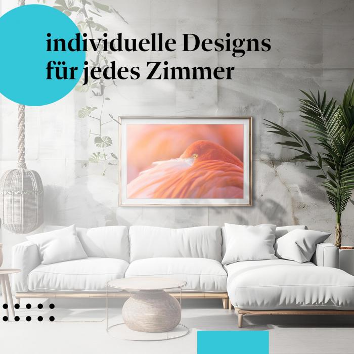 Tierposter "Ein Hauch von Orange" - Flamingo Nahaufnahme