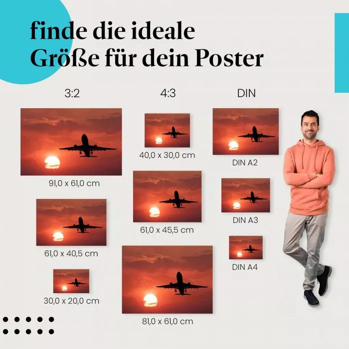 Flugzeug im Abendrot | Postereck 2751