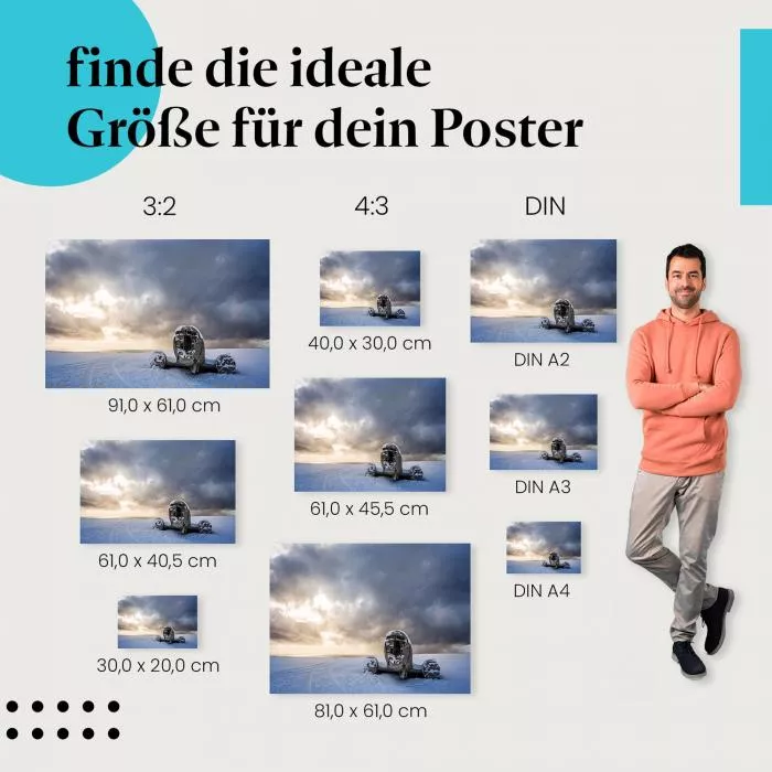 Flugzeugwrack im Schneegestöber: Island & Vergänglichkeit | Postereck 0562