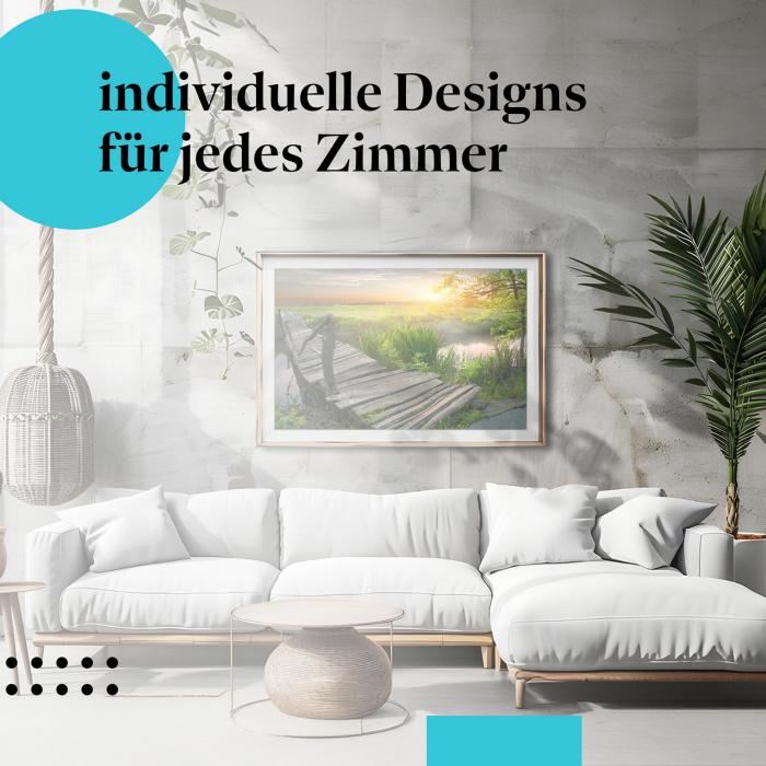Schlafzimmer Deko: "Fluss & Steg" Poster: Entspannung & idyllische Stimmung für Ihr Schlafzimmer.