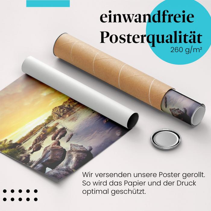 Gerolltes Poster "Flusslandschaft". Natur & Stimmung, sicher verpackt.