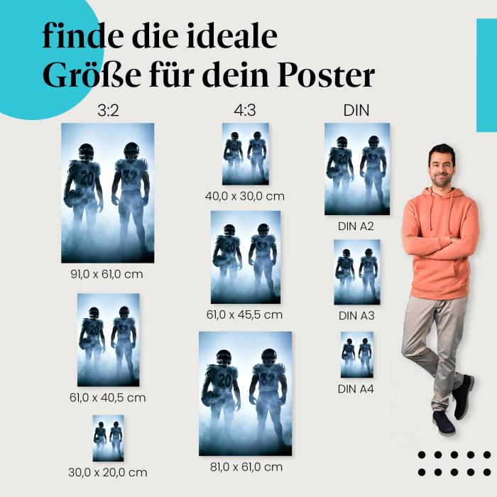 Footballspieler im Nebel Poster: Stimmungsvolles Sportposter!
