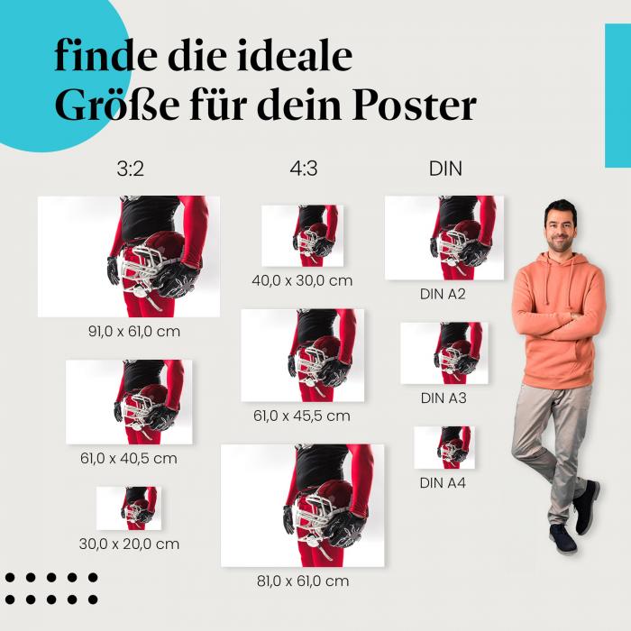 "Footballspieler mit Helm": Poster - Trikot, Ausrüstung & Sport