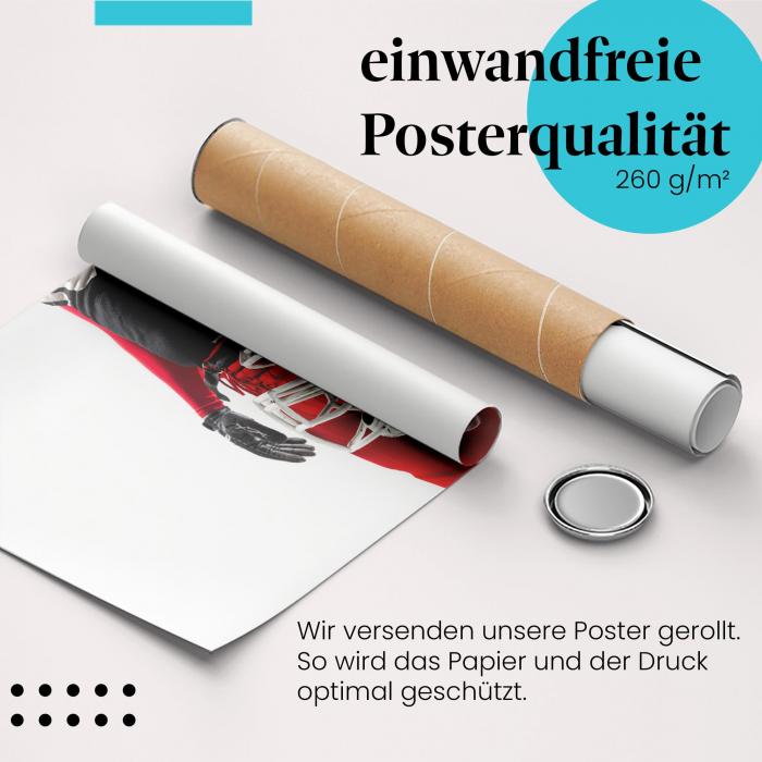 Gerolltes Poster "Footballspieler", Helm.