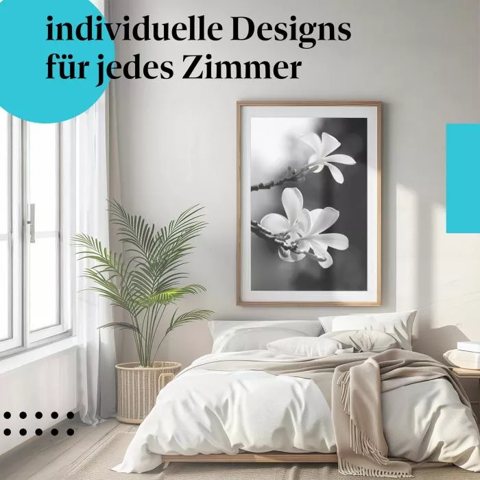Zarte Eleganz: Frangipani in Schwarzweiß | Postereck 0029