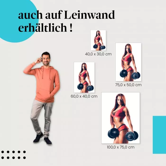 Fitnessmotivation: Frau mit roten Haaren & Hanteln | Postereck 0818