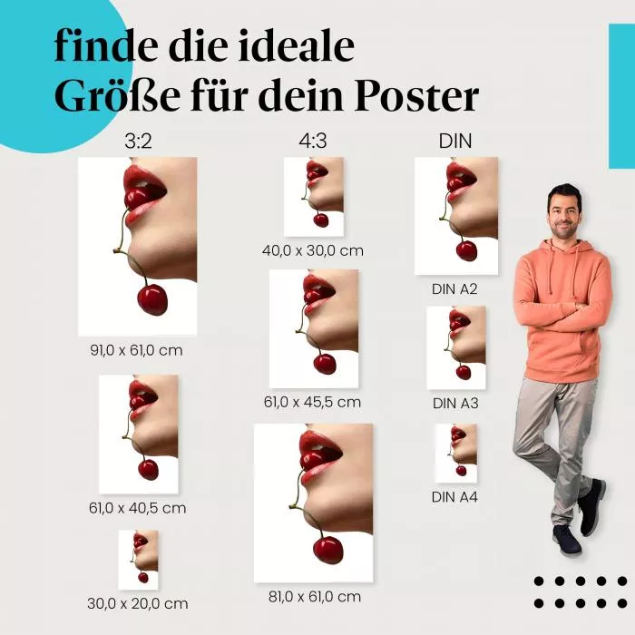 Sinnliche Kirsche: Frau genießt Genuss | Postereck 0063
