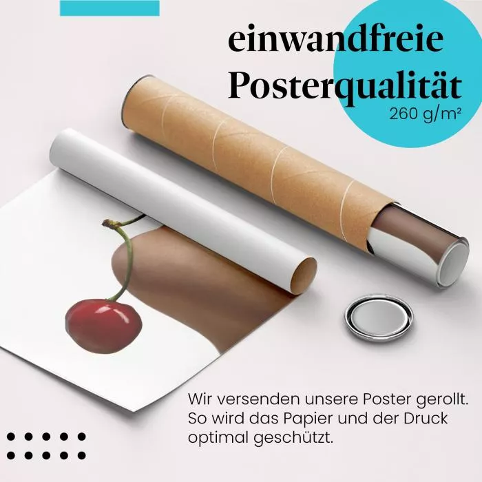 Sinnliche Kirsche: Frau genießt Genuss | Postereck 0063