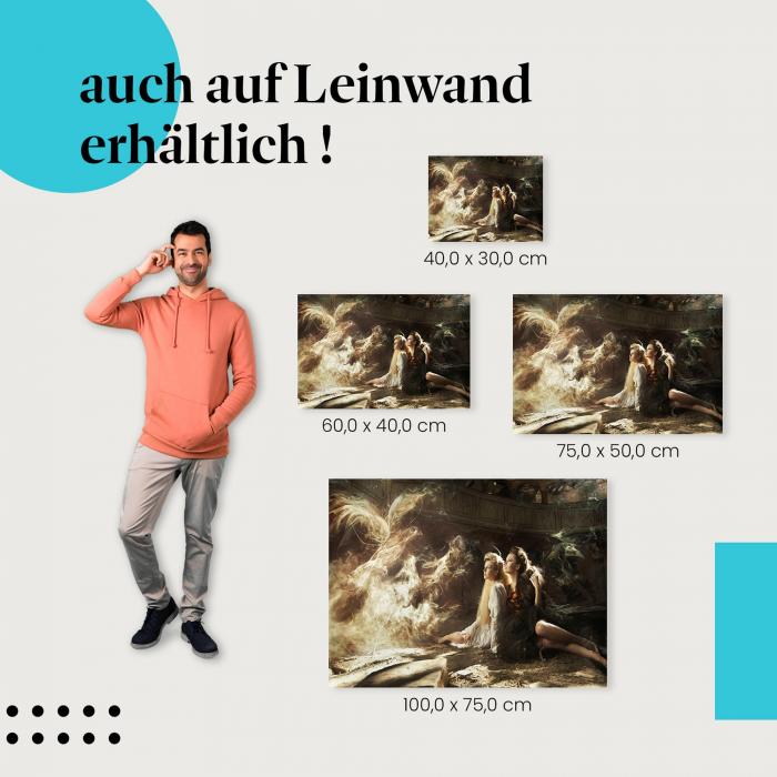 "Geheimnisvolle Begegnung" Leinwand. Ideale Größe, setze stilvolle Akzente mit Kunst in deinem Zuhause!