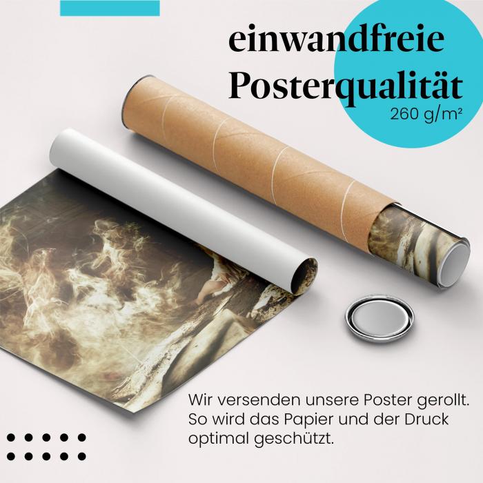 Gerolltes Poster "Geheimnisvolle Begegnung".