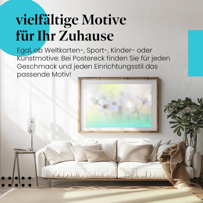 Leinwandbild "Kirschblüte": Zart, weiß, Pastellfarben - Symbol für Frühling & Schönheit.