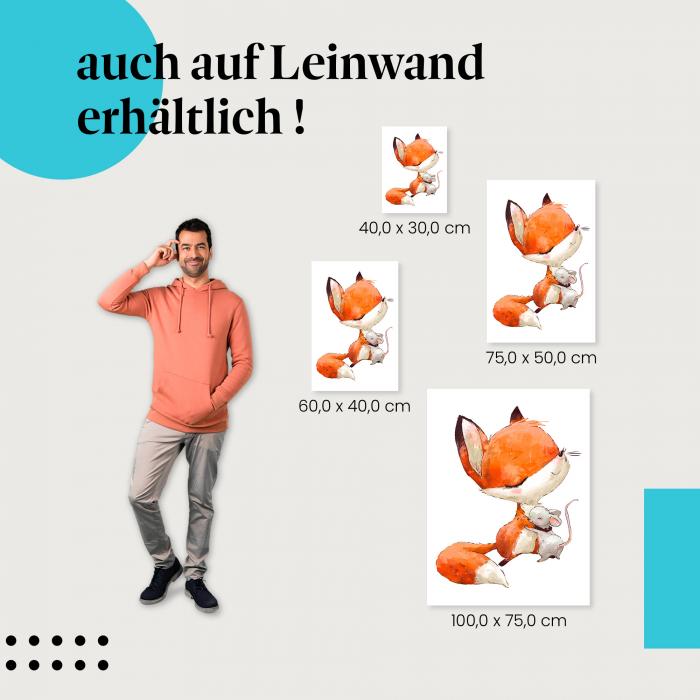 Fuchs & Maus: Leinwandbild. Freundschaft.