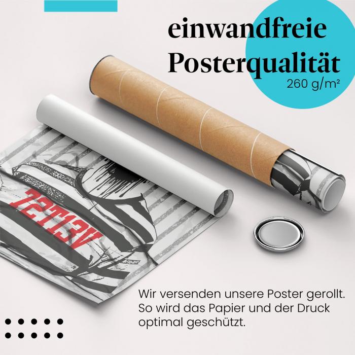 Gerolltes Poster "Gefangener 727113V" - Düsteres Motiv, ideal für Fans düsterer Ästhetik.