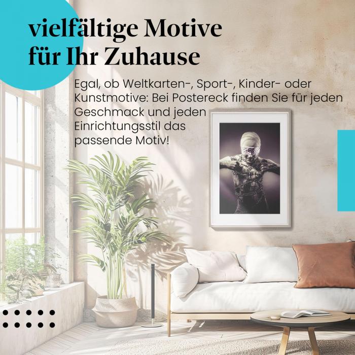 Leinwandbild "Gefangener": Mann, Ketten, Schwarz-Weiß - dramatisch & ausdrucksstark.
